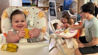 Lua, filha de Viih Tube e Eliezer, encanta internautas ao passar por introdução alimentar – Fotos