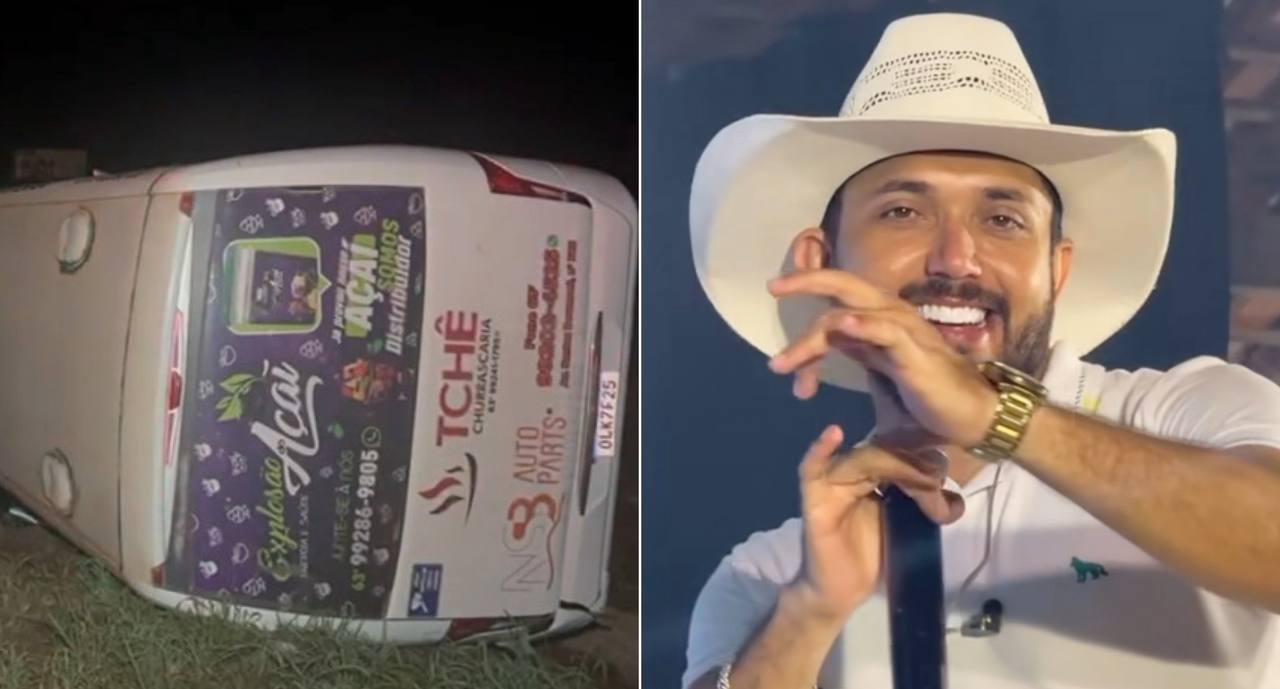 Micro-ônibus da banda Flaguim Moral tomba com 15 pessoas após show no Piauí