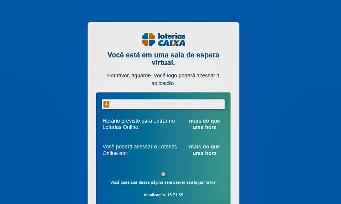 Site Loterias Caixa tem fila de espera para apostar na Mega da Virada